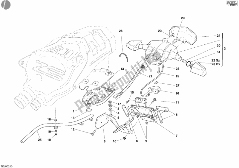 Tutte le parti per il Fanale Posteriore del Ducati Superbike 749 R USA 2006